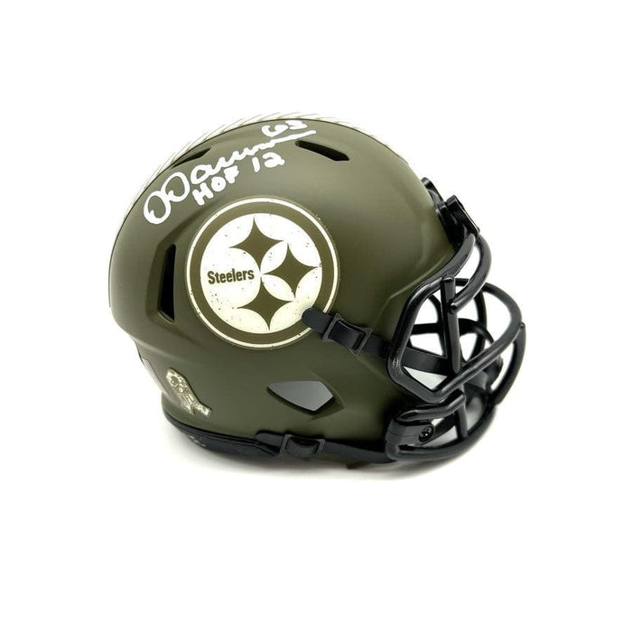 Dermontti Dawson Autographed Pittsburgh Steelers Salute to Service Mini Helmet Inscribed 'HOF 12'