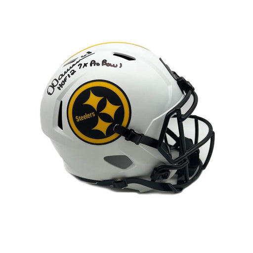 Dermontti Dawson Signed Pittsburgh Steelers Full Size Lunar Replica Helmet with 7X Pro Bowl