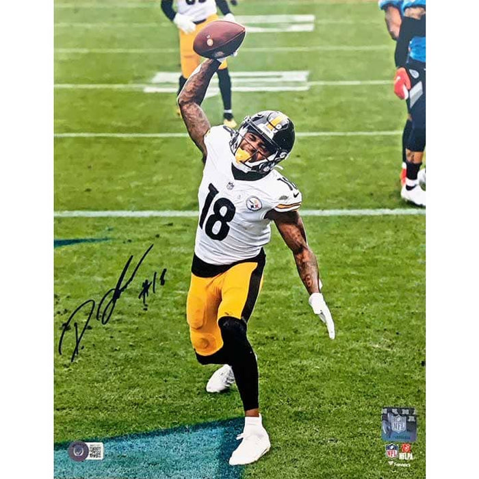 Diontae Johnson Autographed Spike in White 11x14 Photo Black