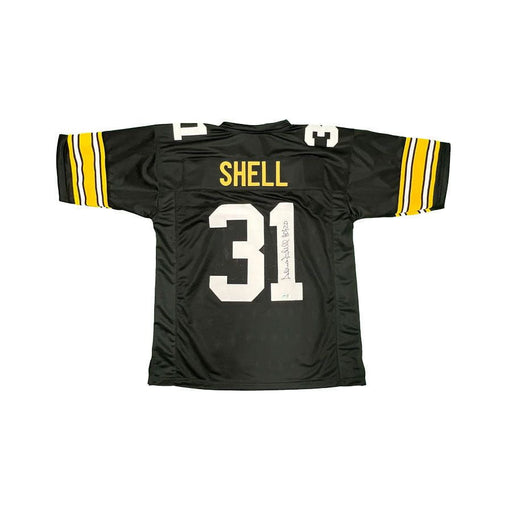 Donnie Shell Autographed Custom Black Home Jersey with "HOF 20"