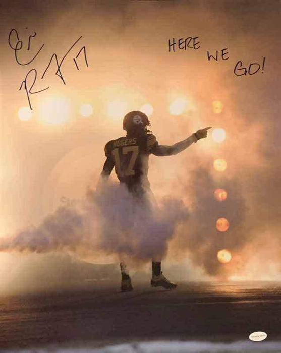 Eli Rogers Signed Pointing In Fog 16X20 Photo with "Here We Go"