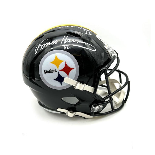 Franco Harris Autographed Pittsburgh Steelers Black Replica Speed Helmet with "Last to Wear 32"