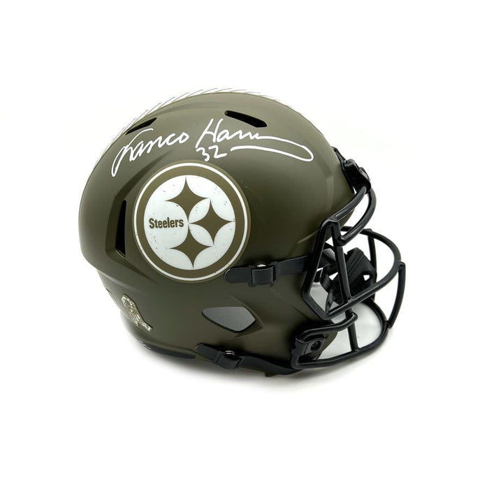 Franco Harris Autographed Pittsburgh Steelers Salute to Service Replica Full Size Helmet