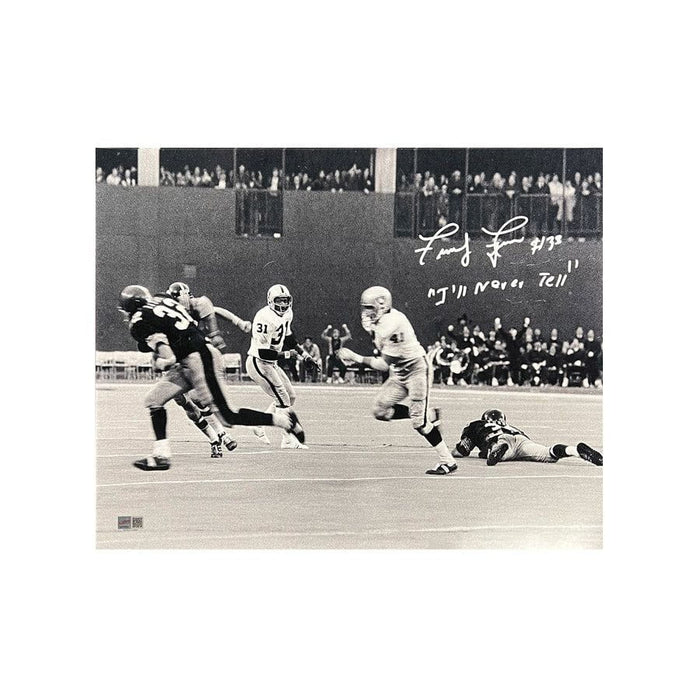 Frenchy Fuqua Signed Immaculate Reception 16X20 Black And White Photo With I'll Never Tell