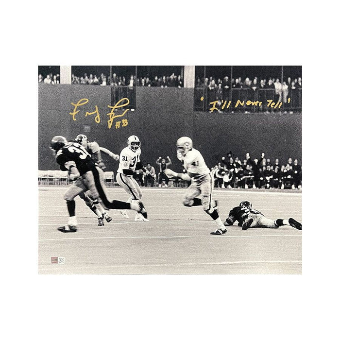 Frenchy Fuqua Signed Immaculate Reception 16X20 Black And White Photo With I'll Never Tell Gold