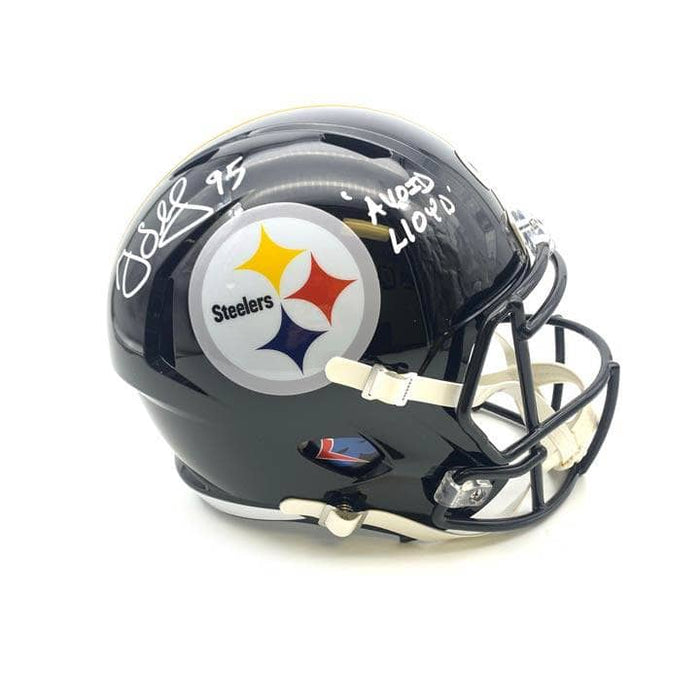 Greg Lloyd Autographed Black Pittsburgh Steelers Full Sized Speed Helmet with Avoid Lloyd