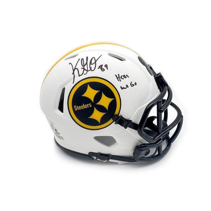Gunner Olszewski Signed Pittsburgh Steelers Lunar Mini Helmet with Here We Go
