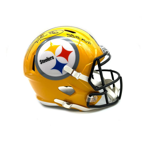 Hines Ward Autographed Pittsburgh Steelers Full Size Replica 75th Anniversary Speed Helmet with 'SBXL MVP'