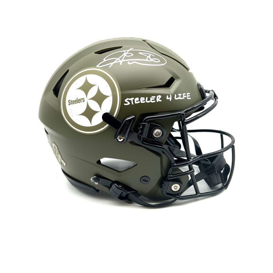 Rocky Bleier Signed Pittsburgh Steelers Salute to Service Mini Helmet with 4X SB Champs