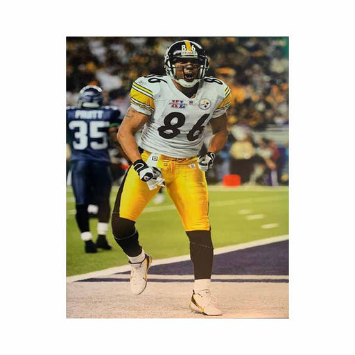 Hines Ward Celebrating in White Vertical Unsigned 16x20 Photo