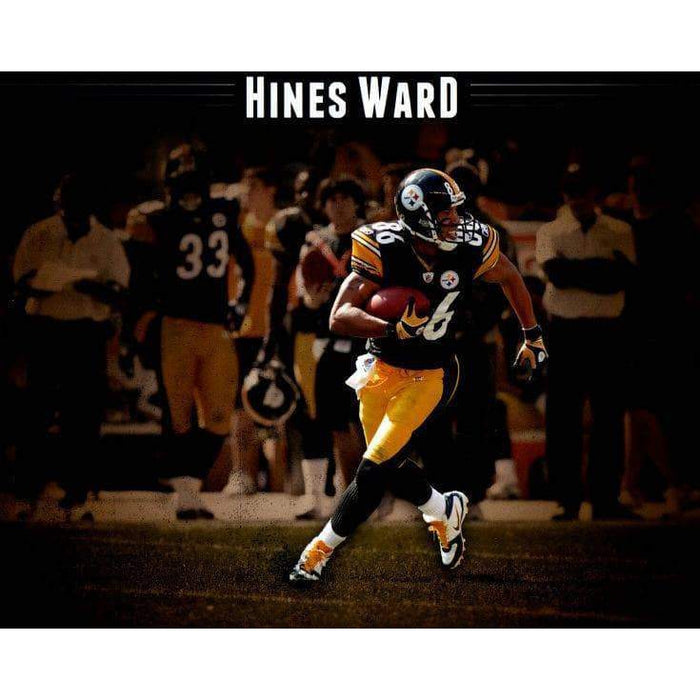 Hines Ward Edited Custom With "Hines Ward" On Top Unsigned 8X10 Photo