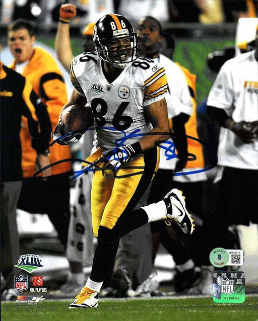 Hines Ward Signed Running in White SB XL 8x10 Photo