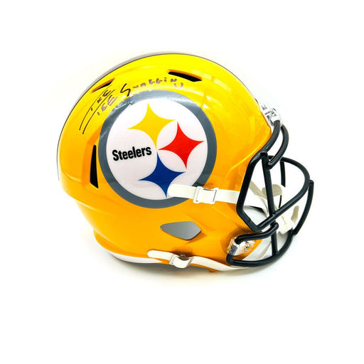 Ike Taylor Signed Pittsburgh Steelers Full Size Replica 75th Anniversary Speed Helmet with Swaggin U