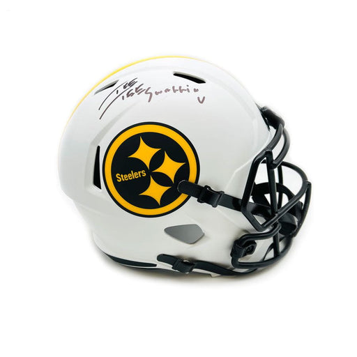 Ike Taylor Signed Pittsburgh Steelers Full Size Replica Lunar Helmet with Swaggin U