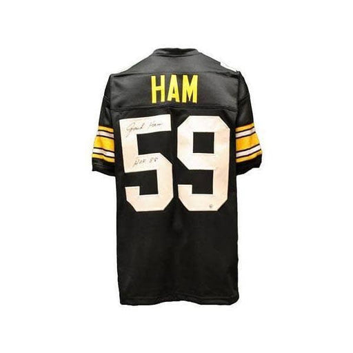 Jack Ham Signed Black Custom 3/4 Sleeve Jersey Inscribed 'HOF 88