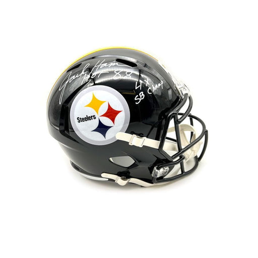 Jack Ham Autographed Pittsburgh Steelers Replica Full Size Speed Helmet with "HOF 88 and 4X SB Champs"