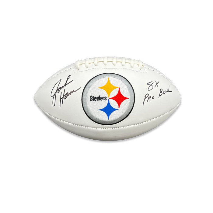 Jack Ham Autographed White Steelers Logo Football with "8X Pro Bowls"