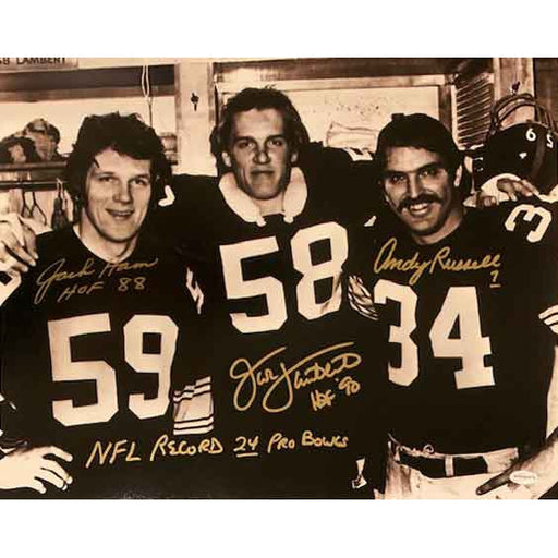 Jack Ham, Jack Lambert, Andy Russell Signed 3 Linebackers 16x20 Photo with NFL Record 24 Pro Bowls