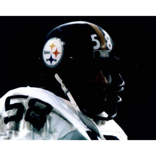 Jack Lambert Close-Up With Helm. In White Unsigned 8X10 Photo