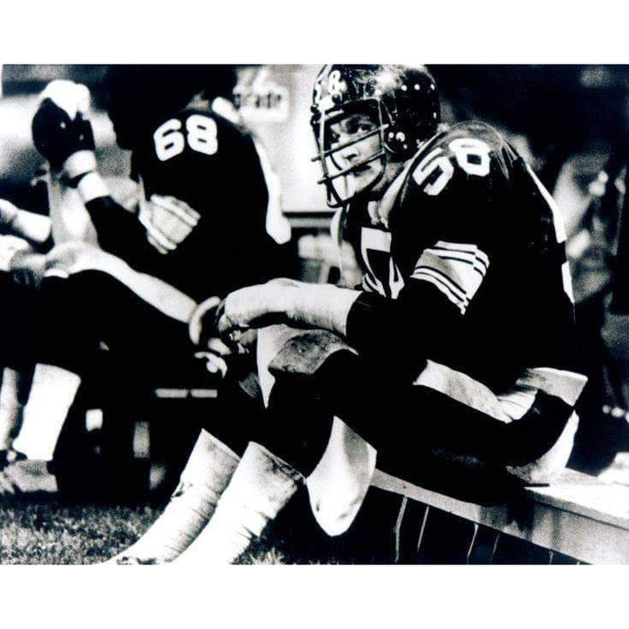 Jack Lambert On Bench With Lc Greenwood Unsigned 8X10 Photo