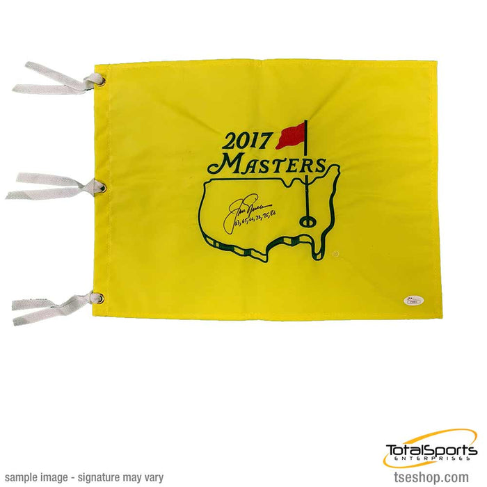 Jack Nicklaus Signed 2017 Masters Pin Flag With Years Won (63, 65, 66, 72, 75, 86)