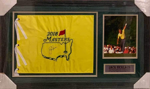 Jack Nicklaus Signed Masters Flag with Early 8x10 Photo - Professionally Framed Default Title