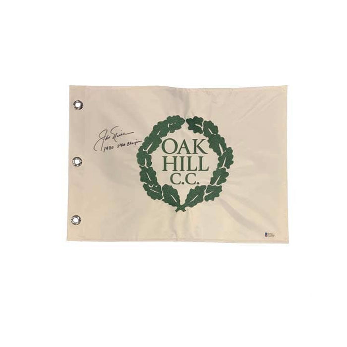 Jack Nicklaus Signed Oak Hill C.C. Pin Flag With 1980 Pro Champion