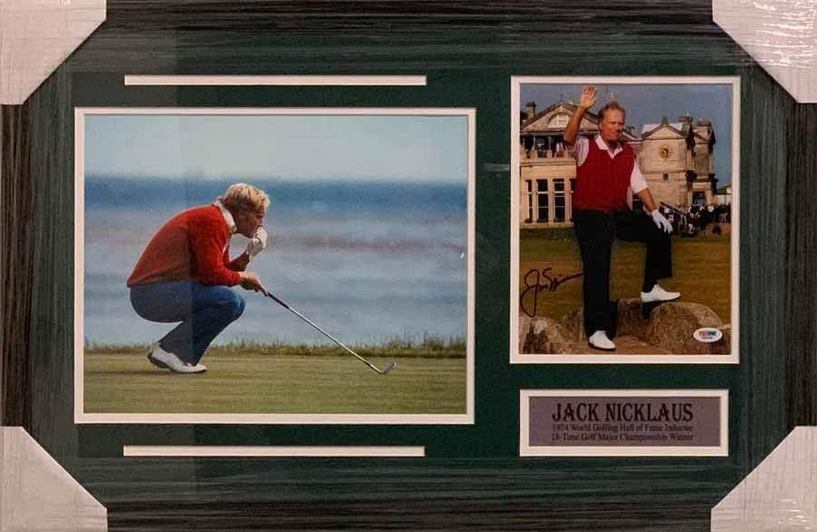 Jack Nicklaus Signed on Swilcan Bridge 8x10 with 11x14 Lining Up Putt - Professionally Framed Default Title