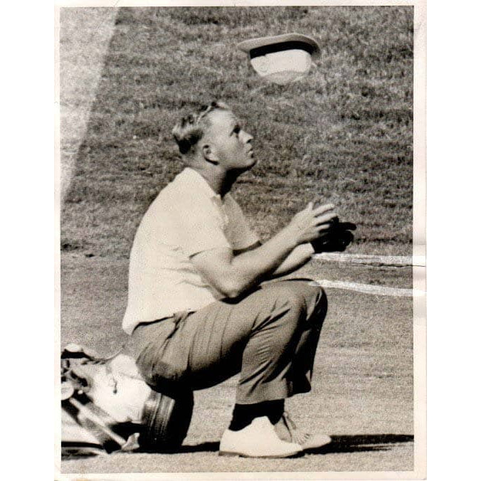 Jack Nicklaus Sitting Throwing Hat Unsigned Old Time Photo