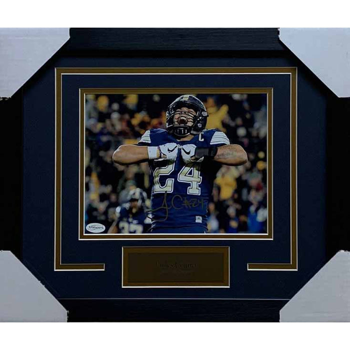 James Conner Autographed Screaming In Pitt Blue 8X10 Photo - Professionally Framed