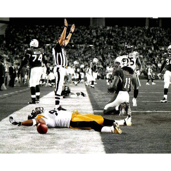 James Harrison Laying In End Zone Spotlight Sb43 Unsigned 8X10 Photo