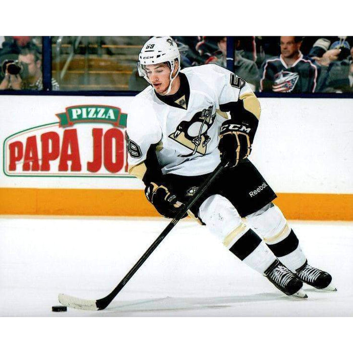 Jayson Megna In White Skating With Puck Unsigned 8X10 Photo