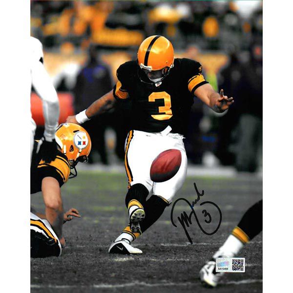 Jeff Reed Signed Kicking In 75th Anniversary Uniform 8x10 Photo