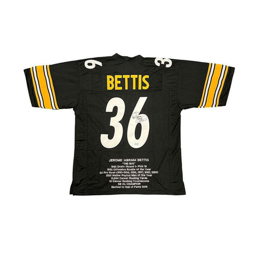 Jerome Bettis Autographed Custom Black STAT Football Jersey