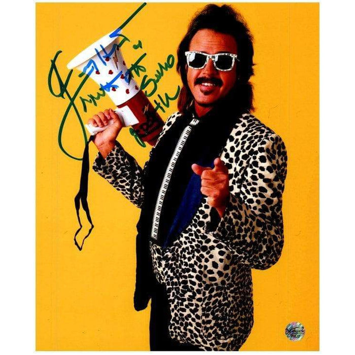 Jimmy Hart in Leopard Jacket Signed 8x10 Photo with "Mouth of South" and "2005 HF" inscriptions