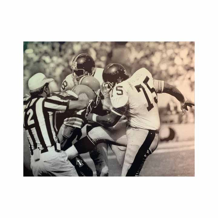 Joe Greene Kicking Browns Unsigned 16x20 Photo