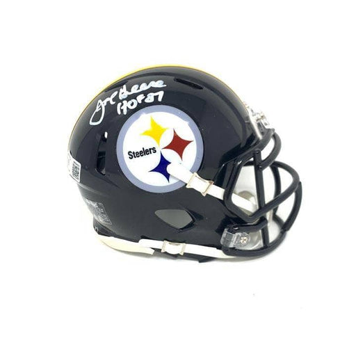 Joe Greene Signed Pittsburgh Steelers Black Speed Mini Helmet With HOF 87