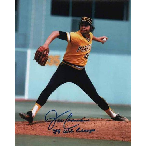 John Candelaria Signed Pitching (Gold and Black Uniform) 8x10 Photo Inscribed '79 WS Champs'