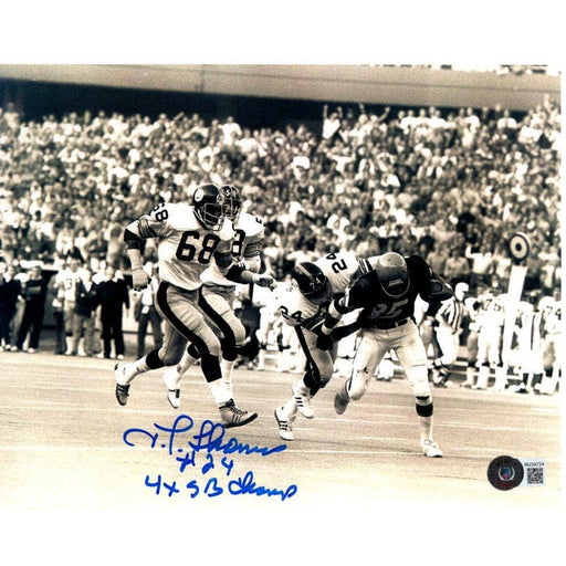 JT Thomas Autographed Tackling Bengals 8X10 Photo with 4X SB Champ