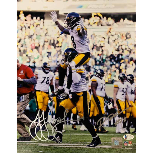 Juju Smith-Schuster And Diontae Johnson Dual Signed On Shoulders 11X14 Photo