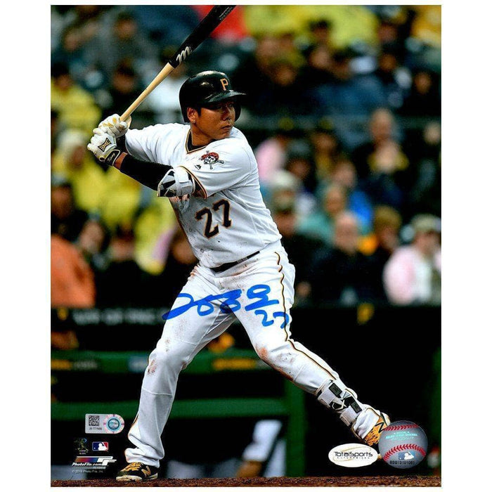Jung-Ho Kang Autographed Batting In White Vertical 8X10