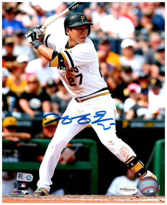 Jung-ho Kang Autographeded Batting in Retro White Vertical 8x10