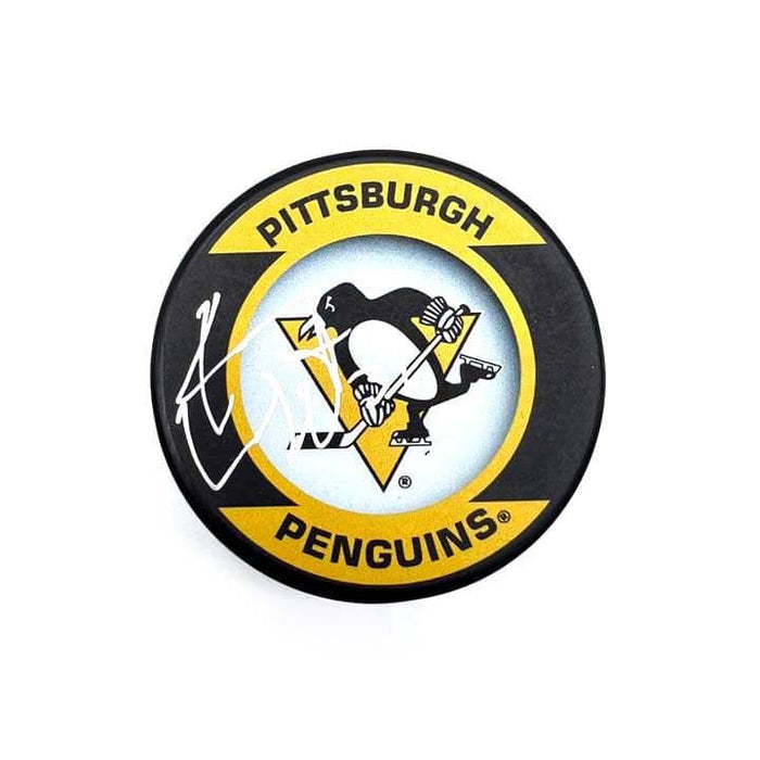 Ken Wregget Autographed Pittsburgh Penguins Retro Souvenir Collector Logo Puck