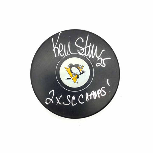 Kevin Stevens Autographed Pittsburgh Penguins Logo Puck With "2X Sc Champs"
