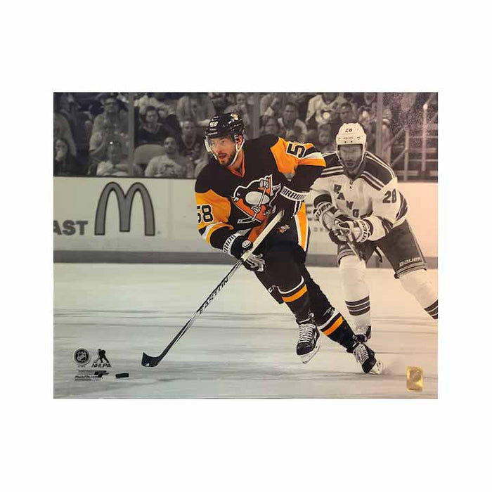 Kris Letang Spotlight in Black with Puck Unsigned Licensed 16x20 Photo