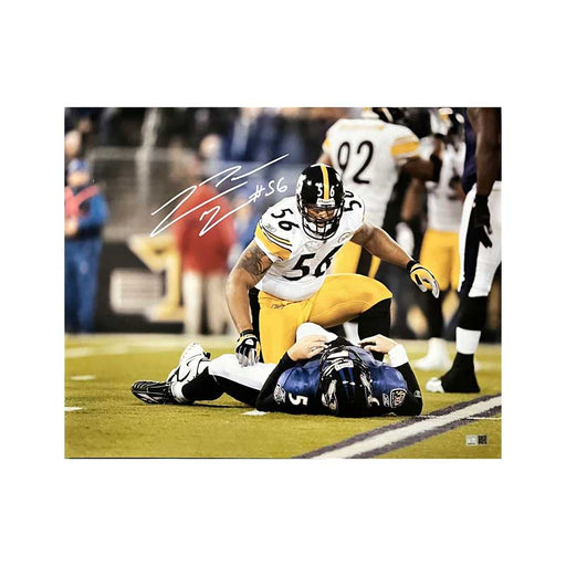 LaMarr Woodley Signed Over Flacco 16x20 Photo (White Ink)