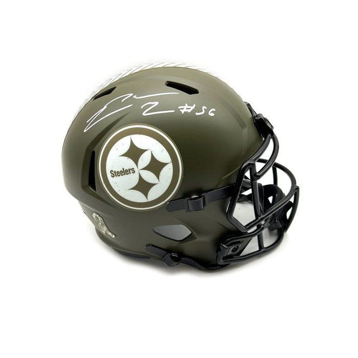 LaMarr Woodley Signed Pittsburgh Steelers Salute to Service Full Size Replica Helmet