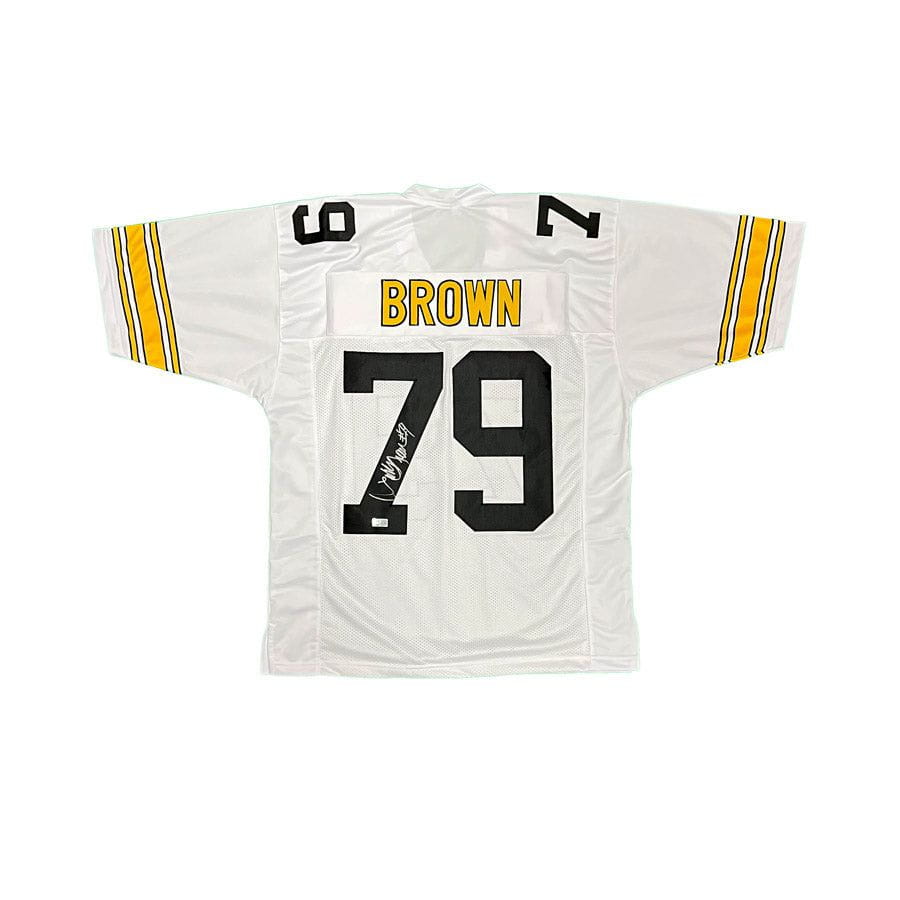 Larry Brown Signed Custom White Football Jersey — TSEShop