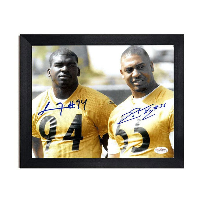 Lawrence Timmons and LaMarr Woodley Dual Signed Rookie Closeup 8x10 Photo with Standard Framing