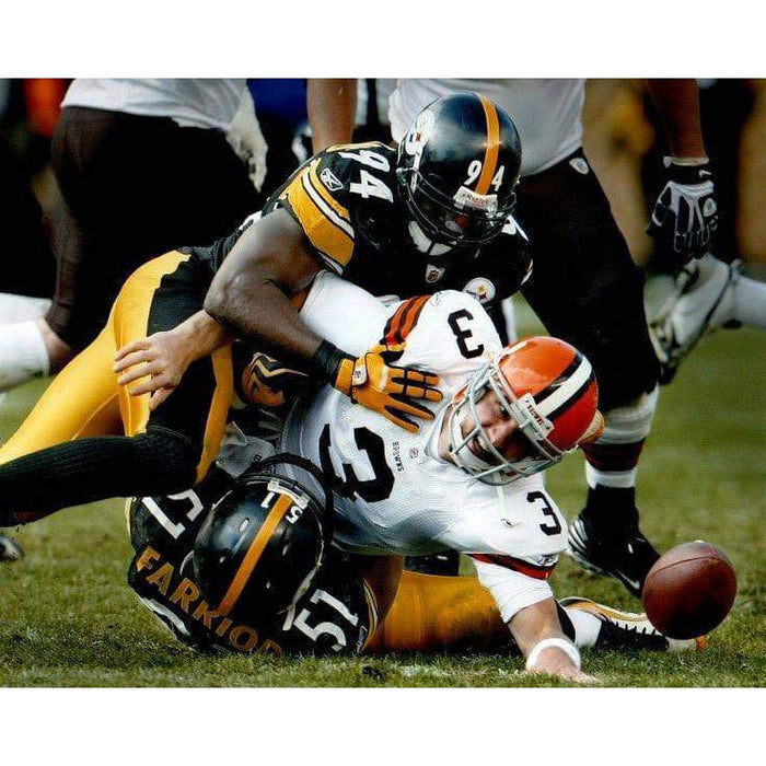 Lawrence Timmons In Black Tackling Browns Unsigned 8X10 Photo